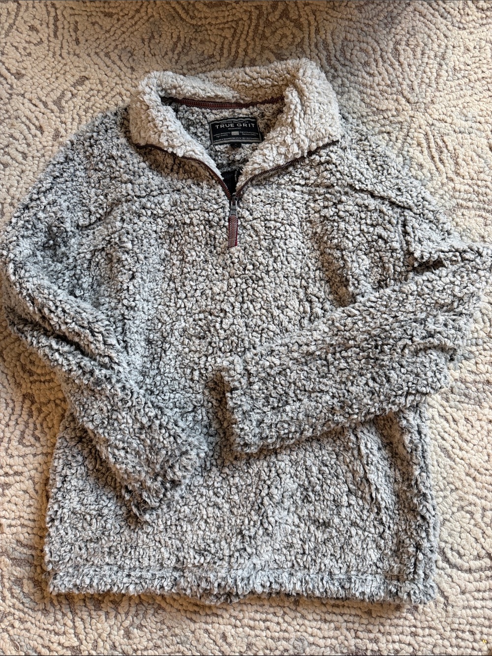 True Grit Men’s Light Gray Sherpa Zip-Up Pullover
